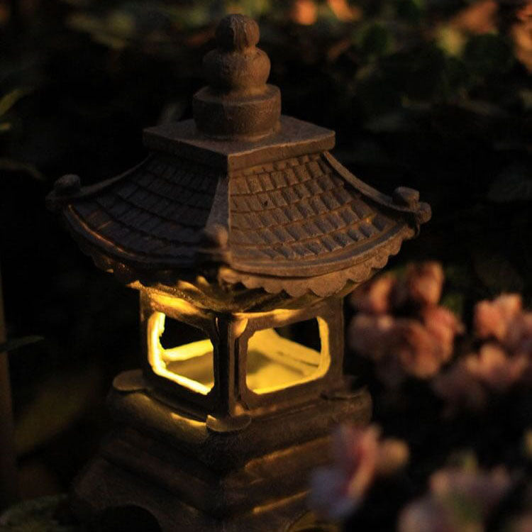 Solar LED Garden Lamp in Zen Pagoda Style – product view