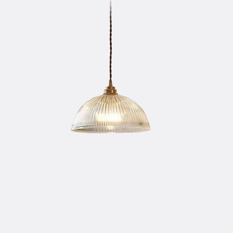 Ribbed Glass Dome Pendant Light – product view