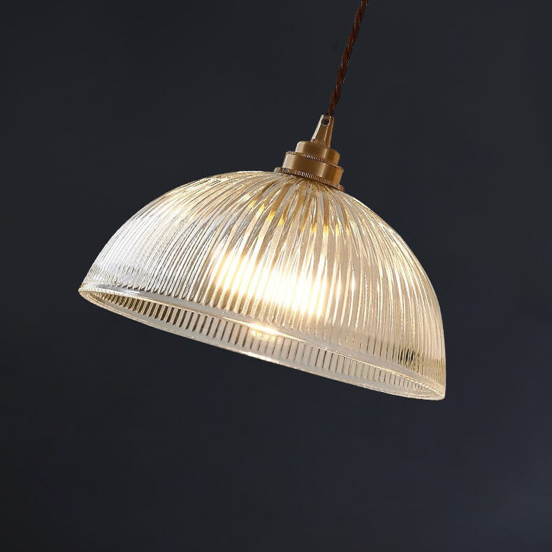 Ribbed Glass Dome Pendant Light – product view