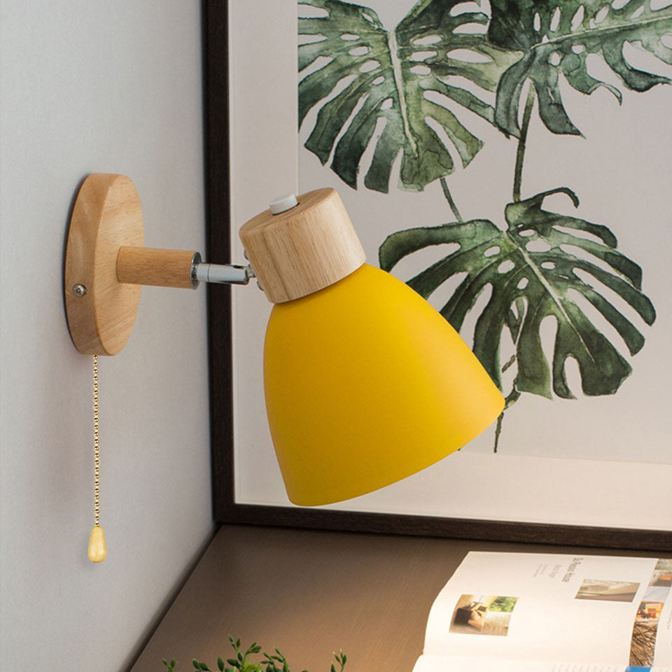 Wall Sconce with a Tilted Arm and Conical Shade – With zipper switch
