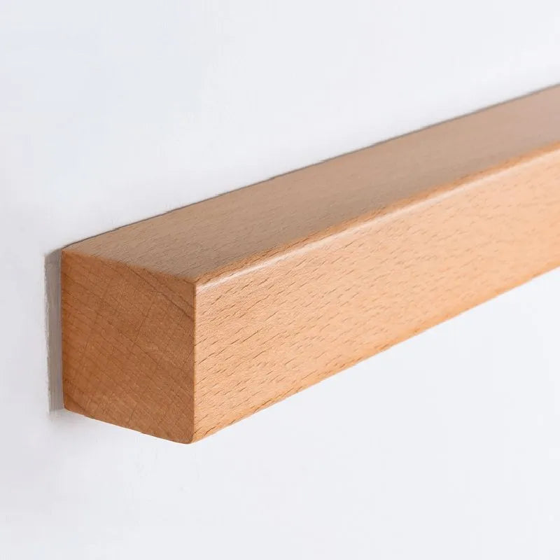 Linear Wall Lamp above Mirror with Wooden Frame – product view