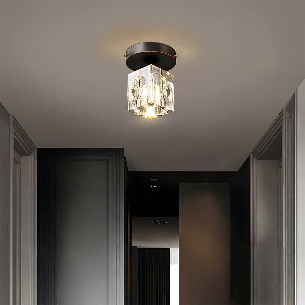 Geometric Crystal Ceiling Lamp – Black