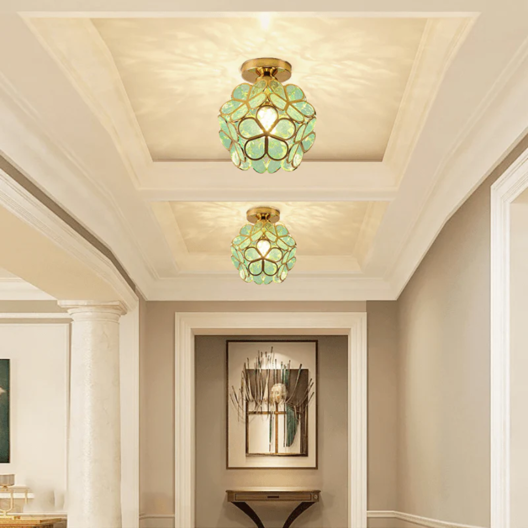 Petal Glass Ceiling Light – Green