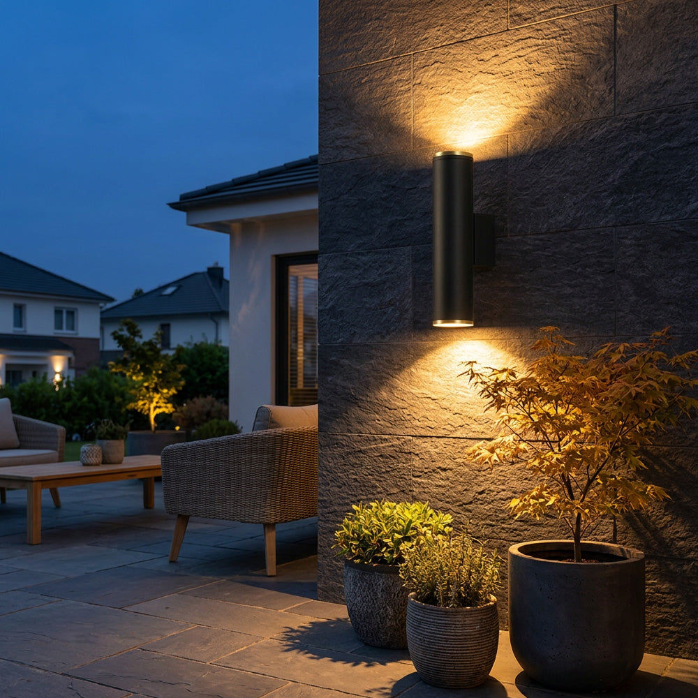 Up-And-Down Exterior Wall Light – Black-gold