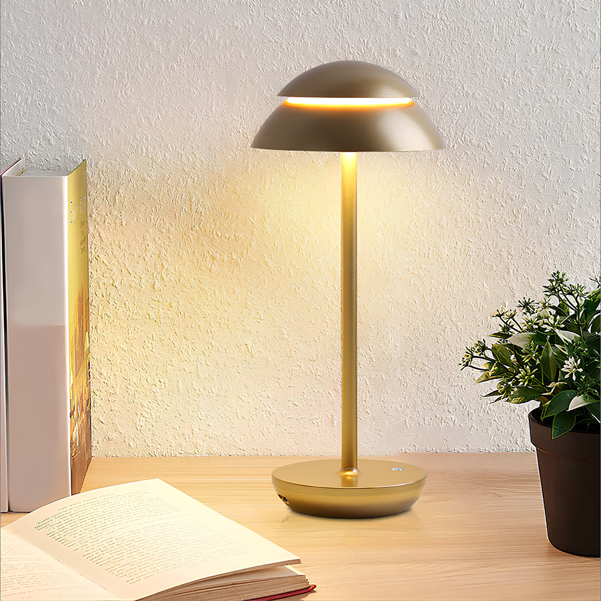 Dimmable Scandinavian Wireless Aluminum Table Lamp – Gold