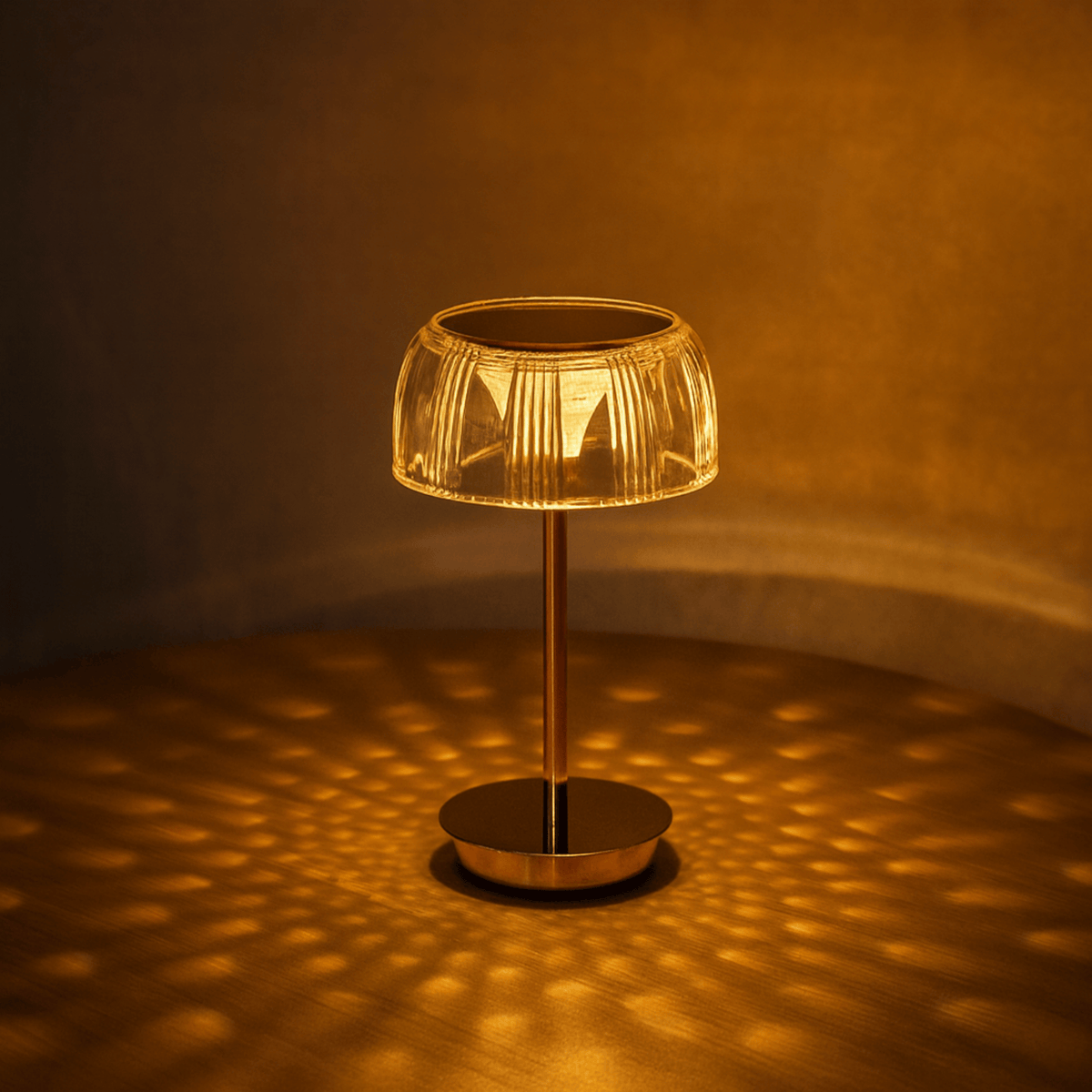 Ribbed Dome Table Lamp with Slim Stem – Ø 13.5 cm x H 26.5 cm (Ø 5.3" x 10.4")
