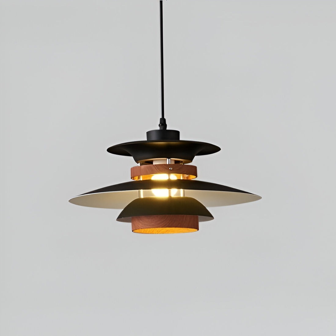 Nordic Wood-Accent Pendant Lamp – Black