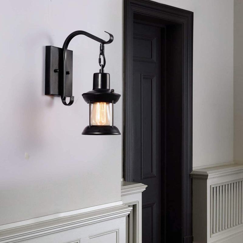 Metal Hanging Wall Lamp with Glass Shade – product view