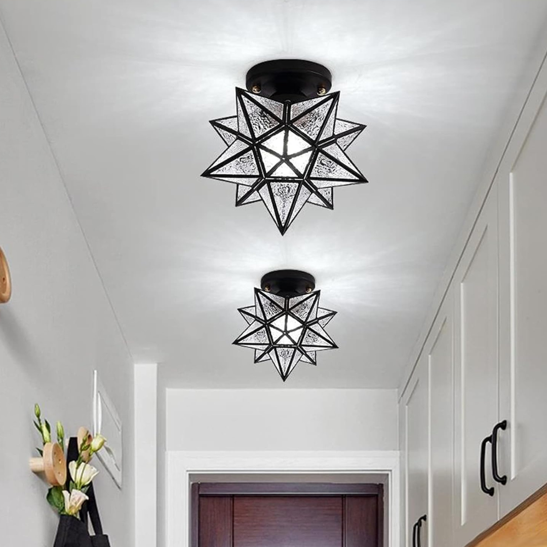 Geometric Star Ceiling Light – Gold