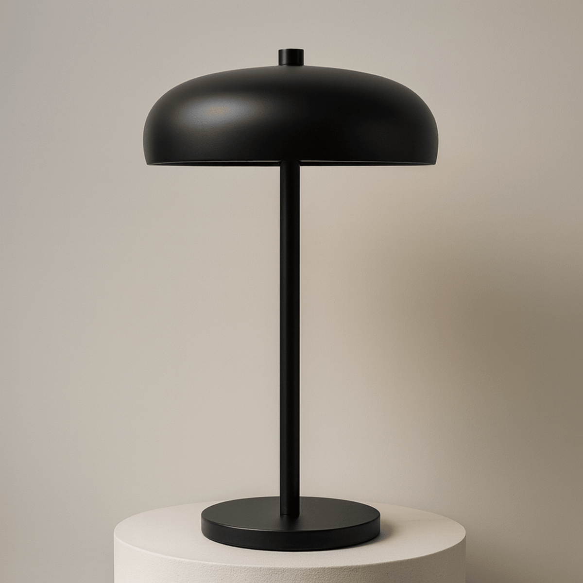Table Light with Dome Shade and Round Base – Black