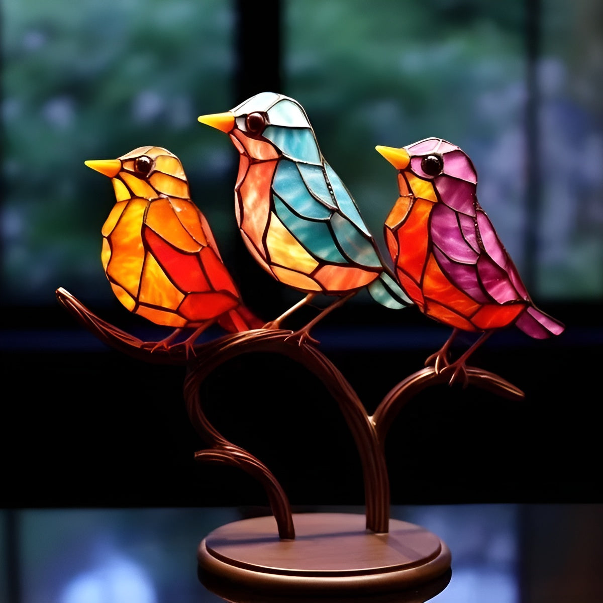 Aviary Stained Glass Bird Ornament - product detail 3