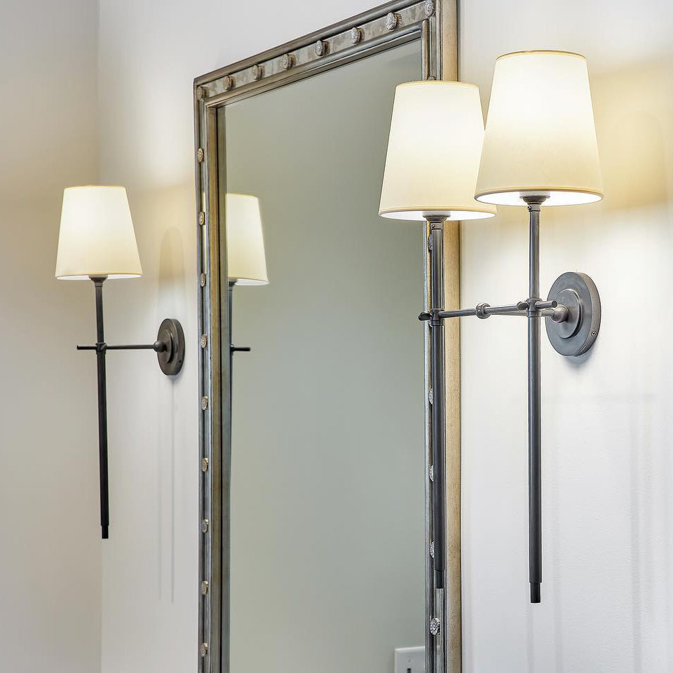 Wall Lamp with Fabric Shade and Metal Arm – product view