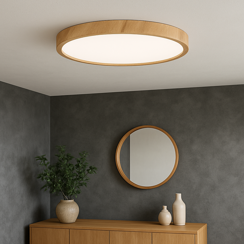 Minimalist Wood-Texture Ceiling Lamp – ∅ 30cm