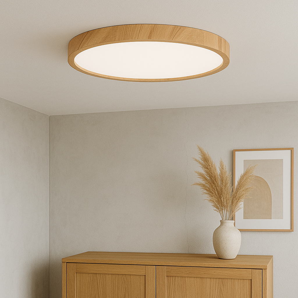 Minimalist Wood-Texture Ceiling Lamp – ∅ 23cm