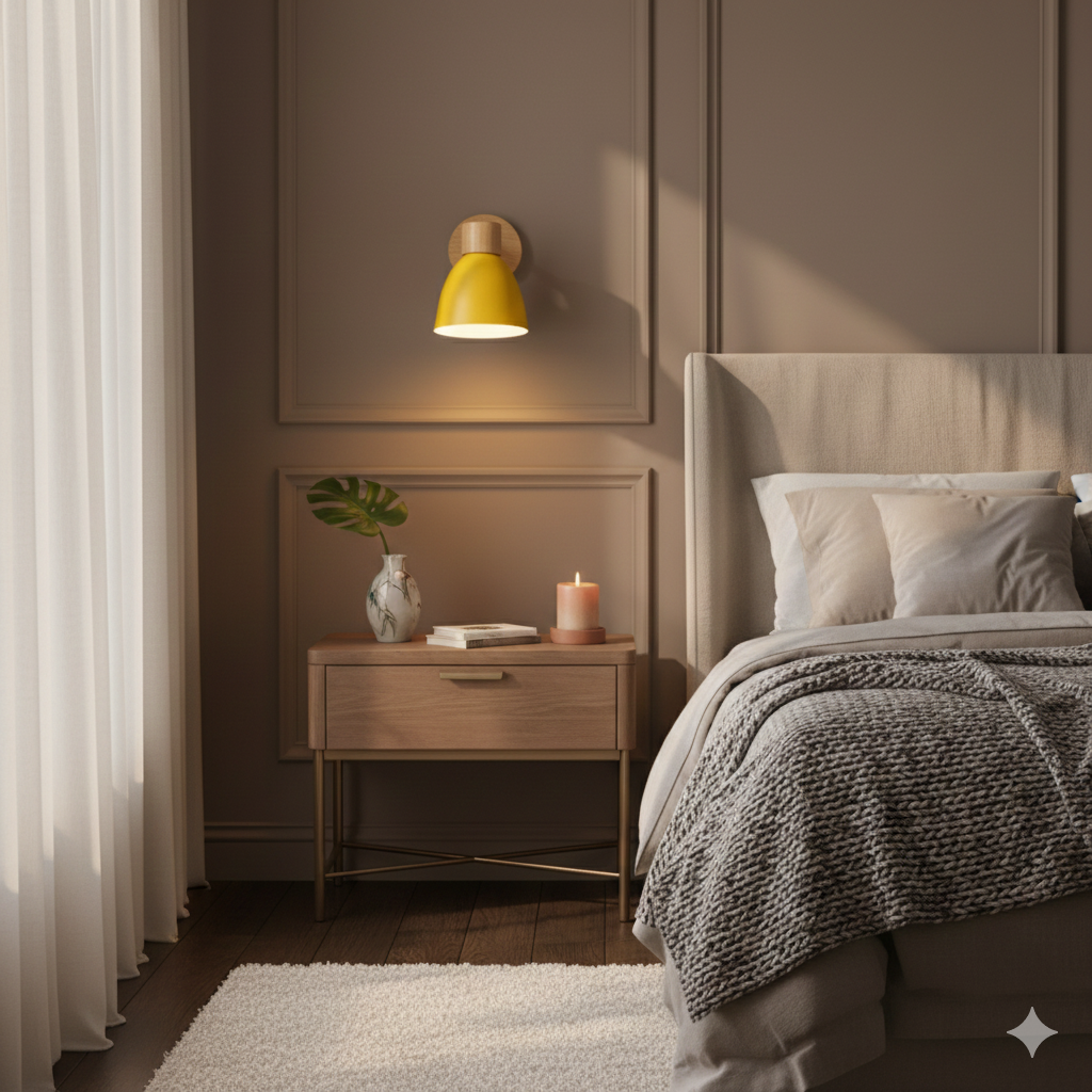 Wall Sconce with a Tilted Arm and Conical Shade – product view