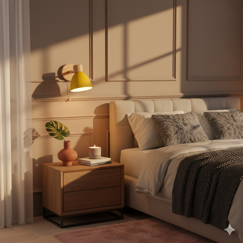 Wall Sconce with a Tilted Arm and Conical Shade – product view