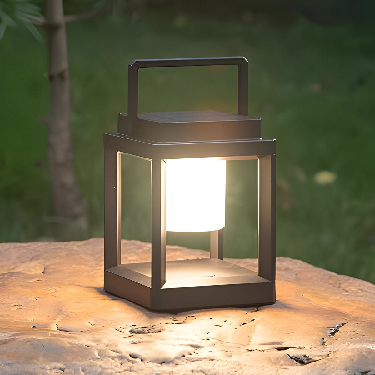 LED Garden Lantern with Metal Frame and Handle – product view