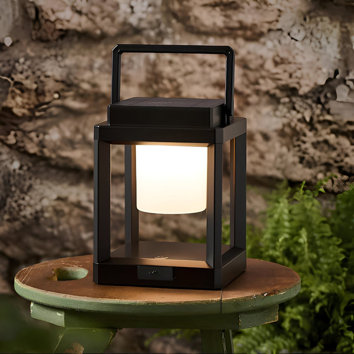 LED Garden Lantern with Metal Frame and Handle – product view