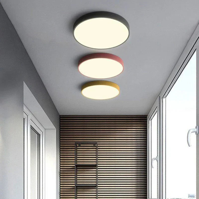 Round Low-Profile Ceiling Light – Yellow