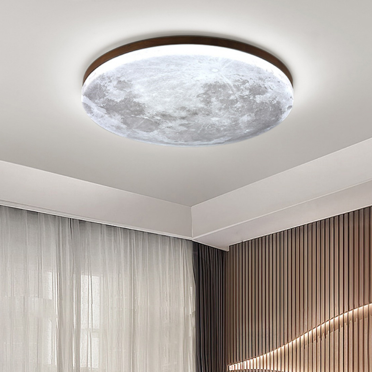 Moon-Style Ceiling Lamp – Dark wood