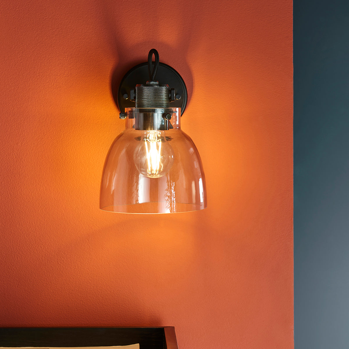 Noir Smoked Glass Globe Wall Light - product detail 3