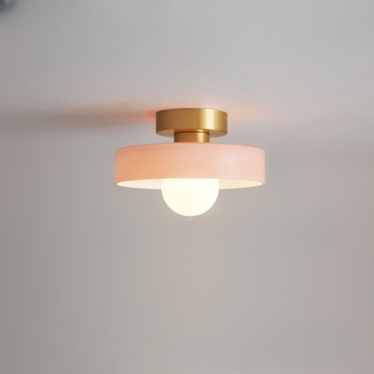 Bauhaus Glass Ceiling Light – Gold/Pink