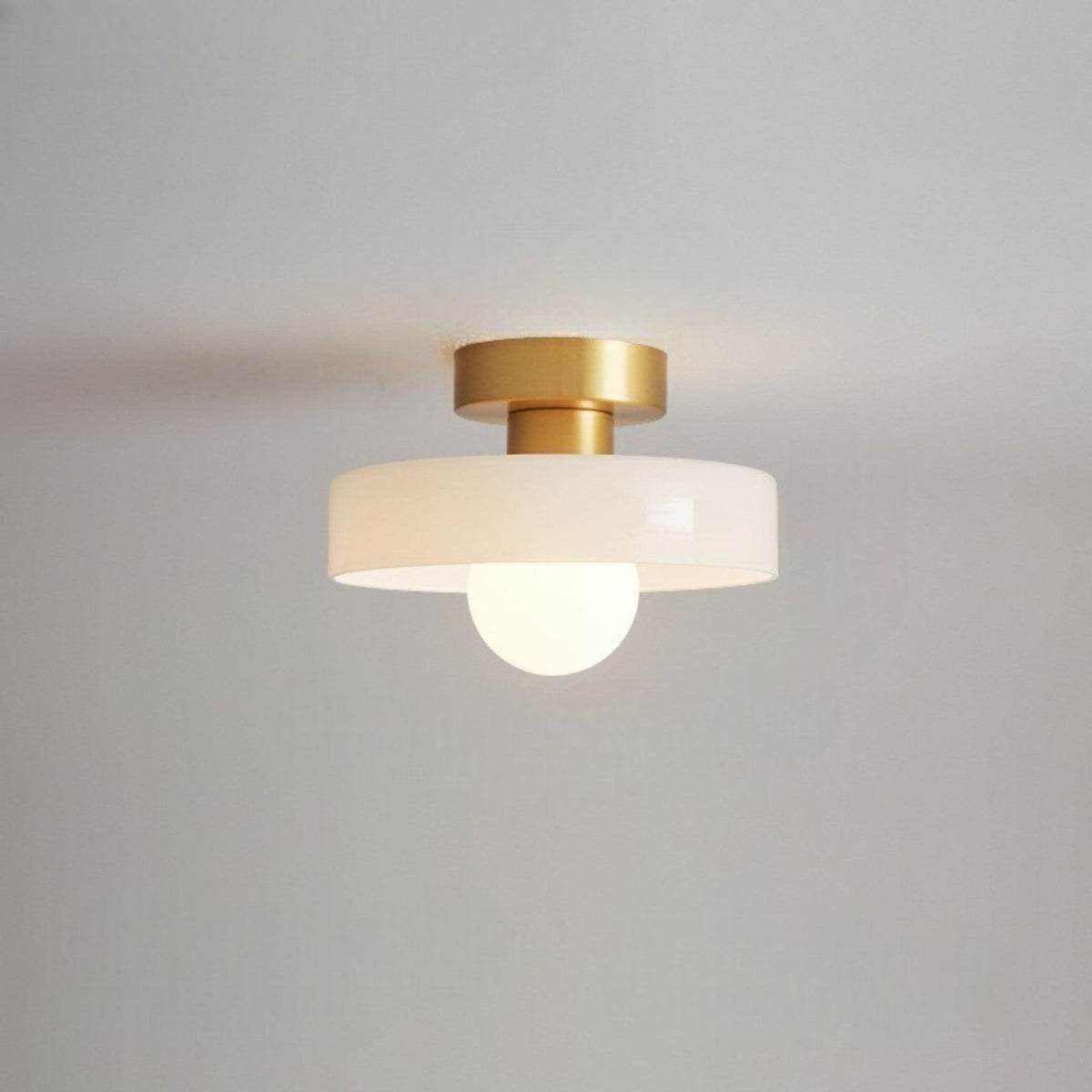 Bauhaus Glass Ceiling Light – Gold/White