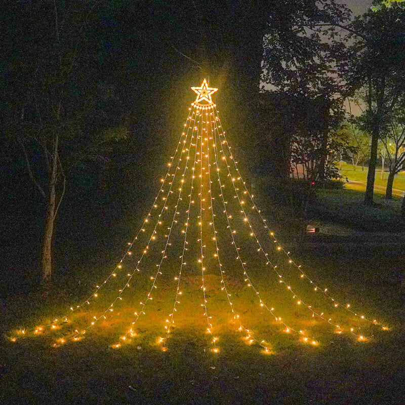 Solar String Lights with Star and Hanging Bulbs – Plug
