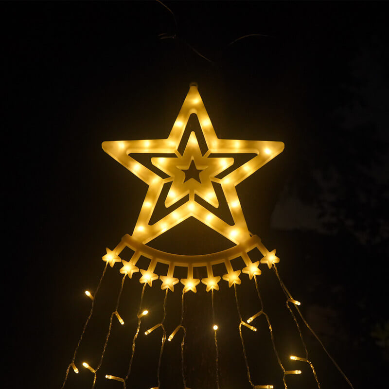 Solar String Lights with Star and Hanging Bulbs – product view