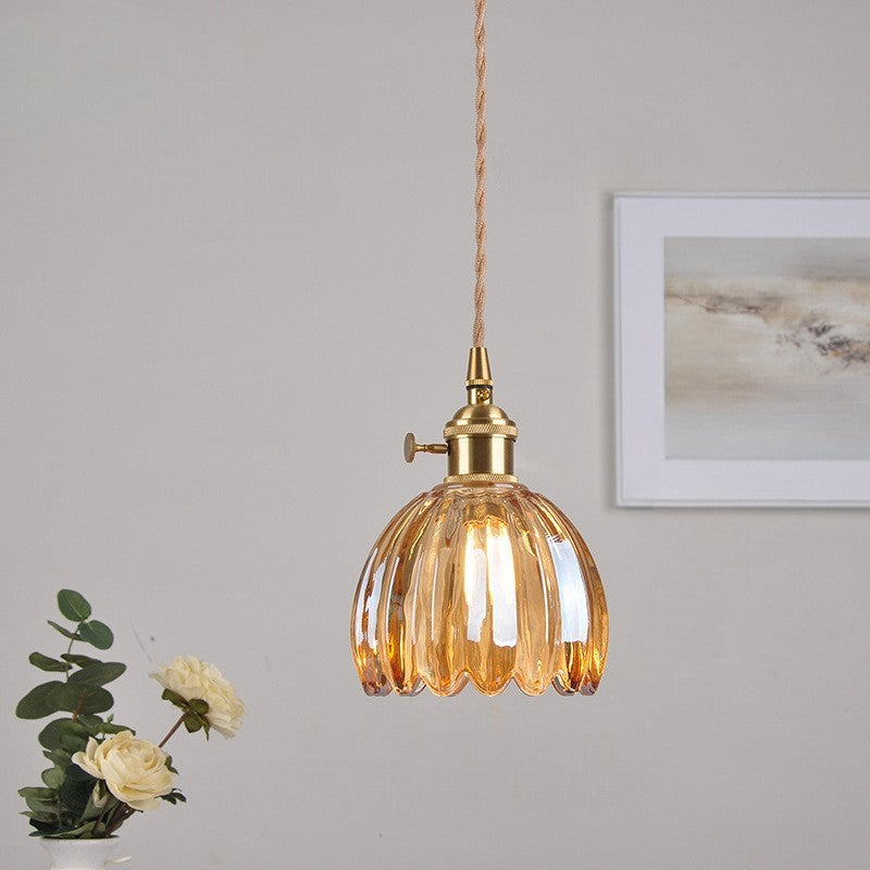 Retro Japanese Glass Pendant Lamp – Amber