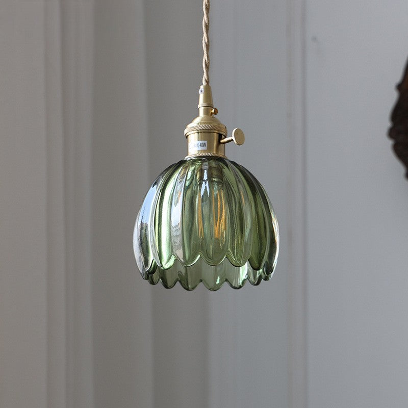 Retro Japanese Glass Pendant Lamp – Green