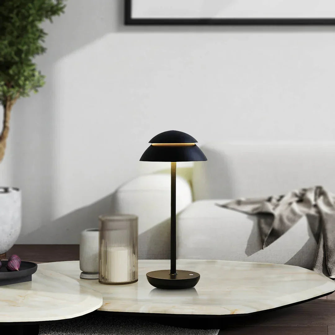 Dimmable Scandinavian Wireless Aluminum Table Lamp – Black
