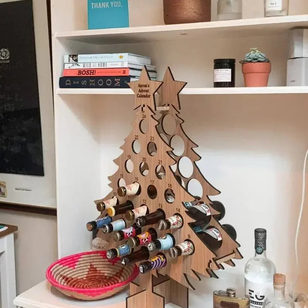 Christmas Tree Bottle Stand Advent Calendar with 24 Spaces – image 3