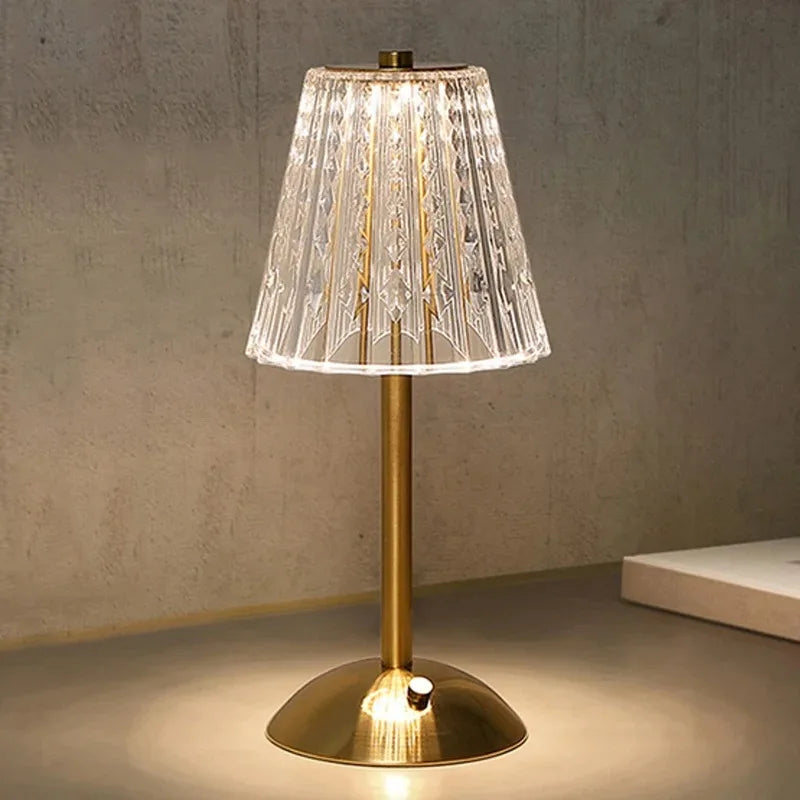 Gold Touch LED Table Lamp with Crystal Shade – Classic