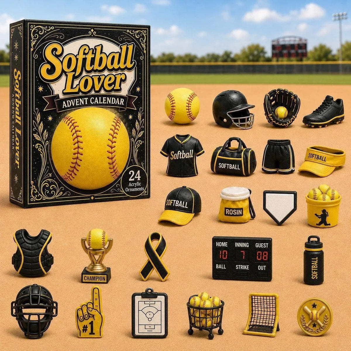 Sports Advent Calendar 2026 with 24 Acrylic Ornaments – Softball – image 6