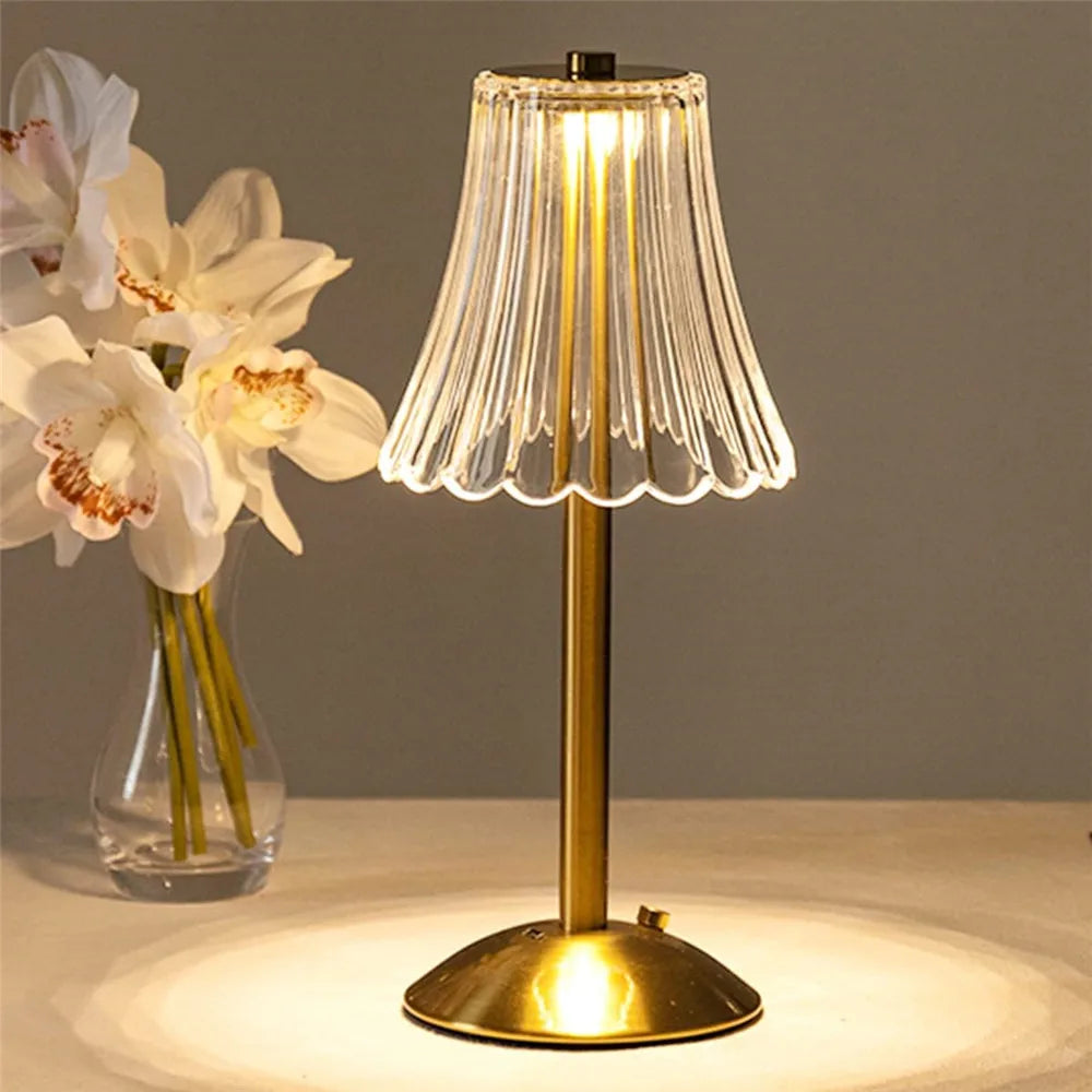 Gold Touch LED Table Lamp with Crystal Shade – product view
