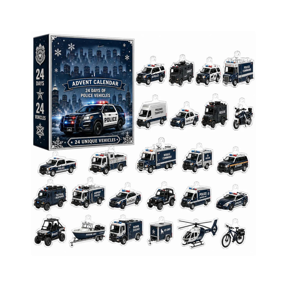 Police Car Advent Calendar 2026 with 24 Ornaments – As Shown, One Size – image 7