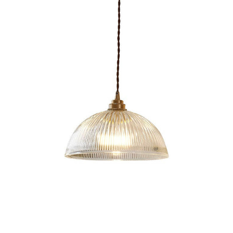 Ribbed Glass Dome Pendant Light – product view