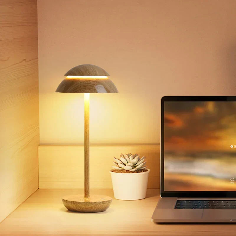 Dimmable Scandinavian Wireless Aluminum Table Lamp – Wood