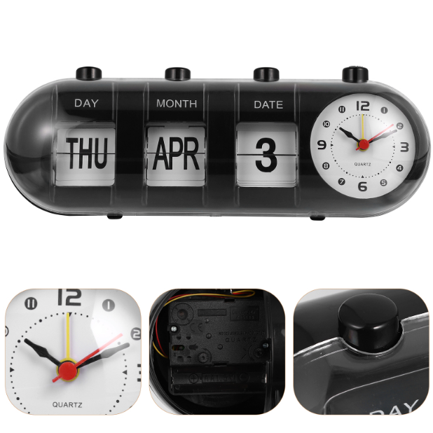 Daybook Analogue Calendar Desk Clock - product detail 4