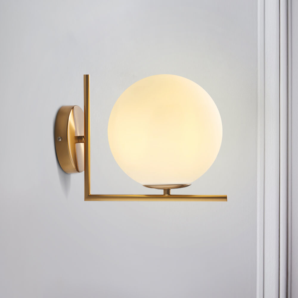 Bayside Brass-Finish Glass Globe Wall Light - product detail 3