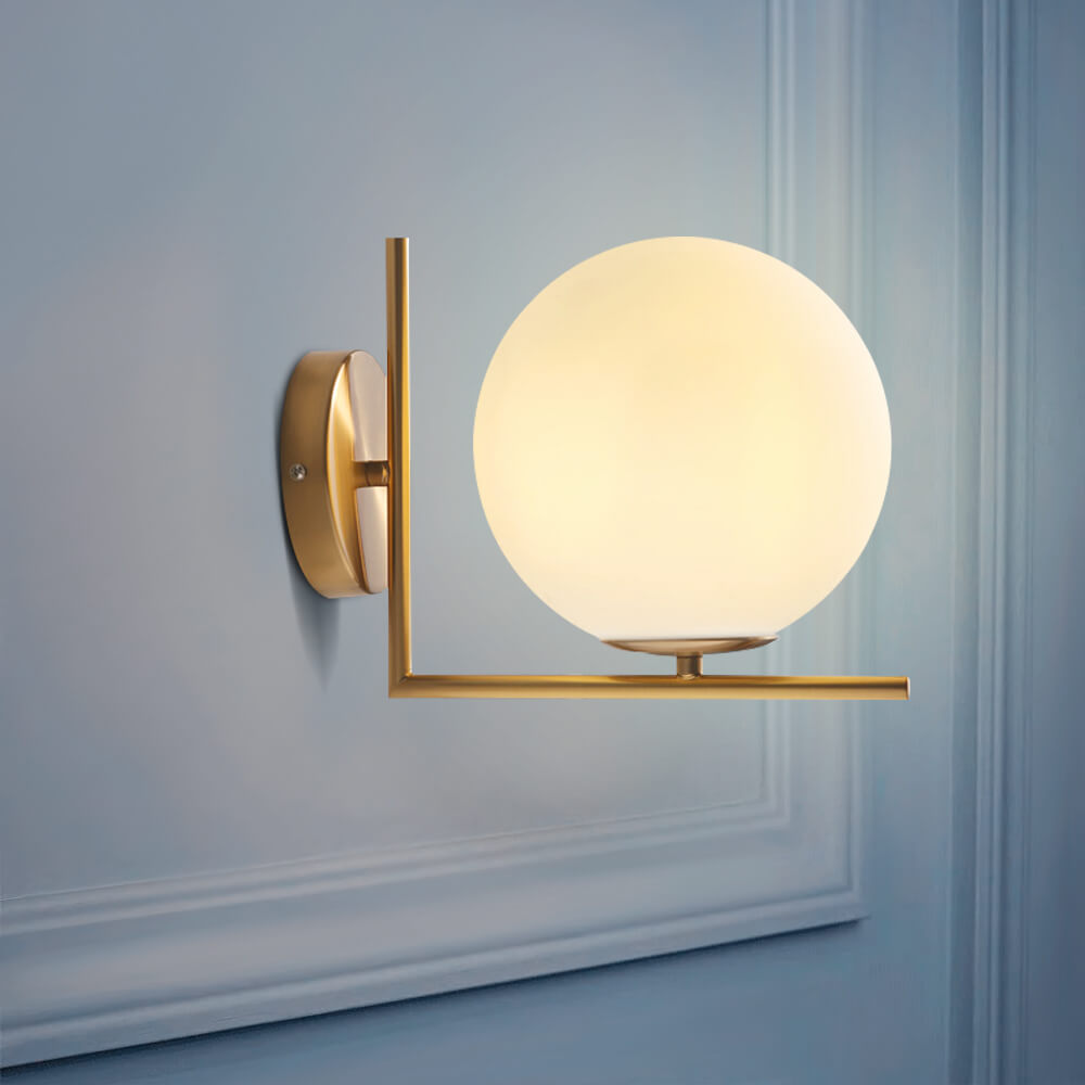 Bayside Brass-Finish Glass Globe Wall Light
