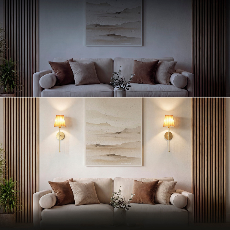 Long-Arm Fabric Wall Sconces, Set of 2 – product view