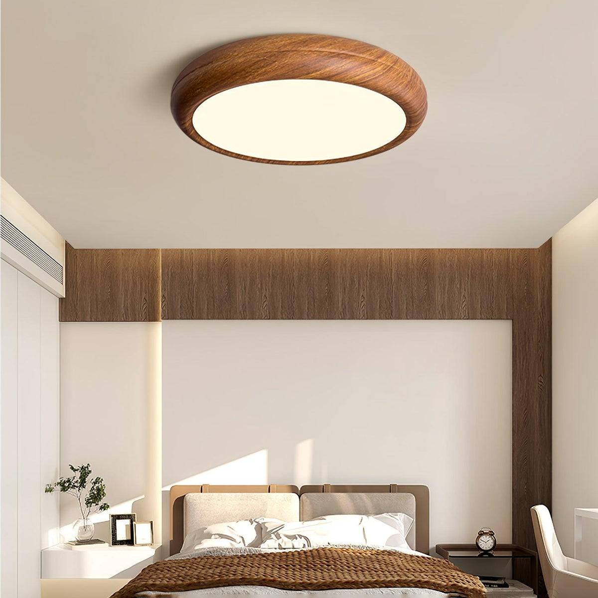 Round Ceiling Lamp with Wood Grain Effect – product view