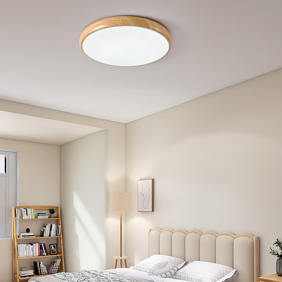 Round Ceiling Lamp with Wood Grain Effect – product view