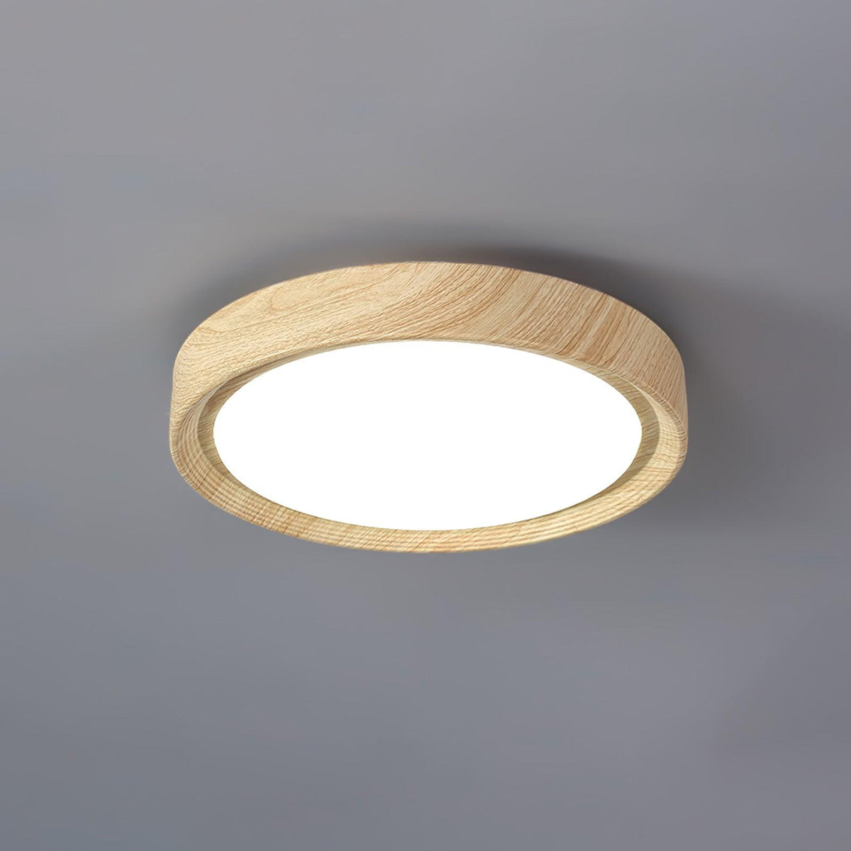 Round Ceiling Lamp with Wood Grain Effect – Model B Ø40cm / Ø 15.75"