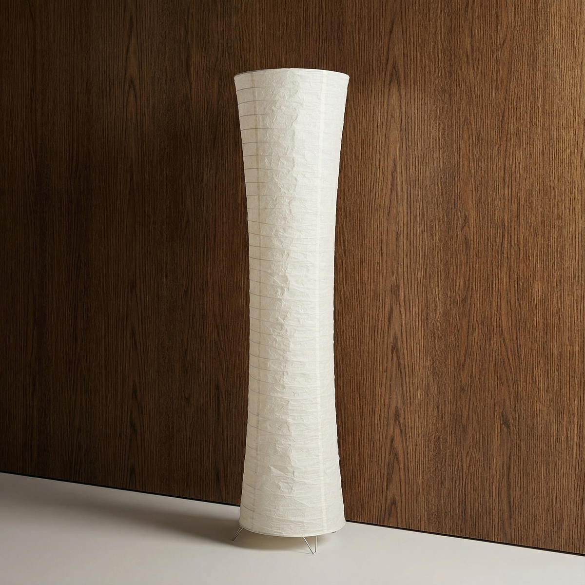 Wabi Sabi LED Floor Lamp with a Wavy Paper Shade – product view