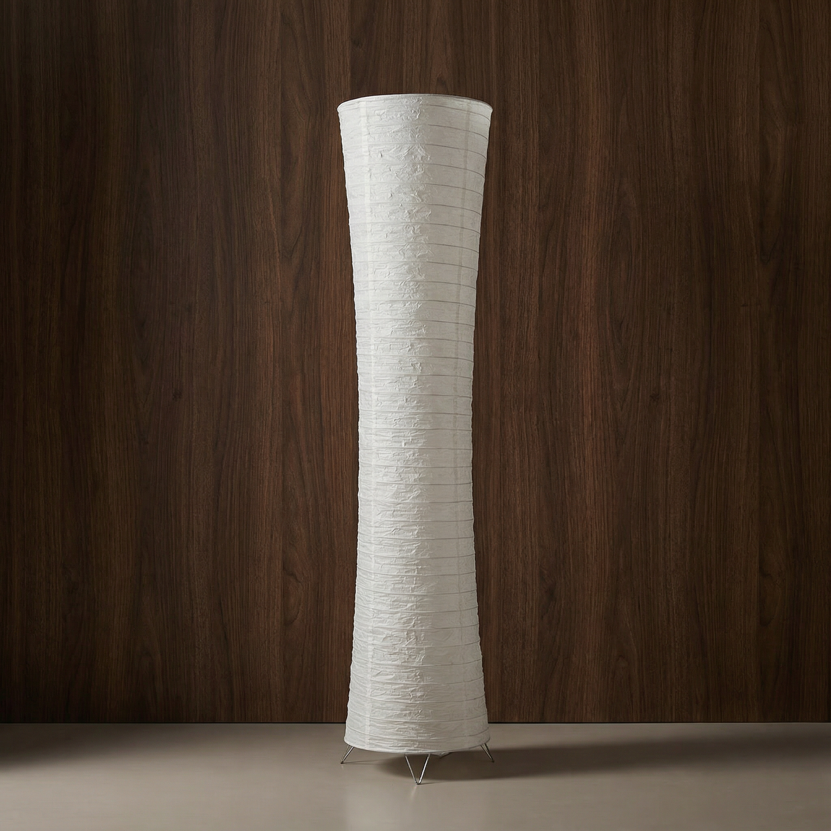 Wabi Sabi LED Floor Lamp with a Wavy Paper Shade – product view