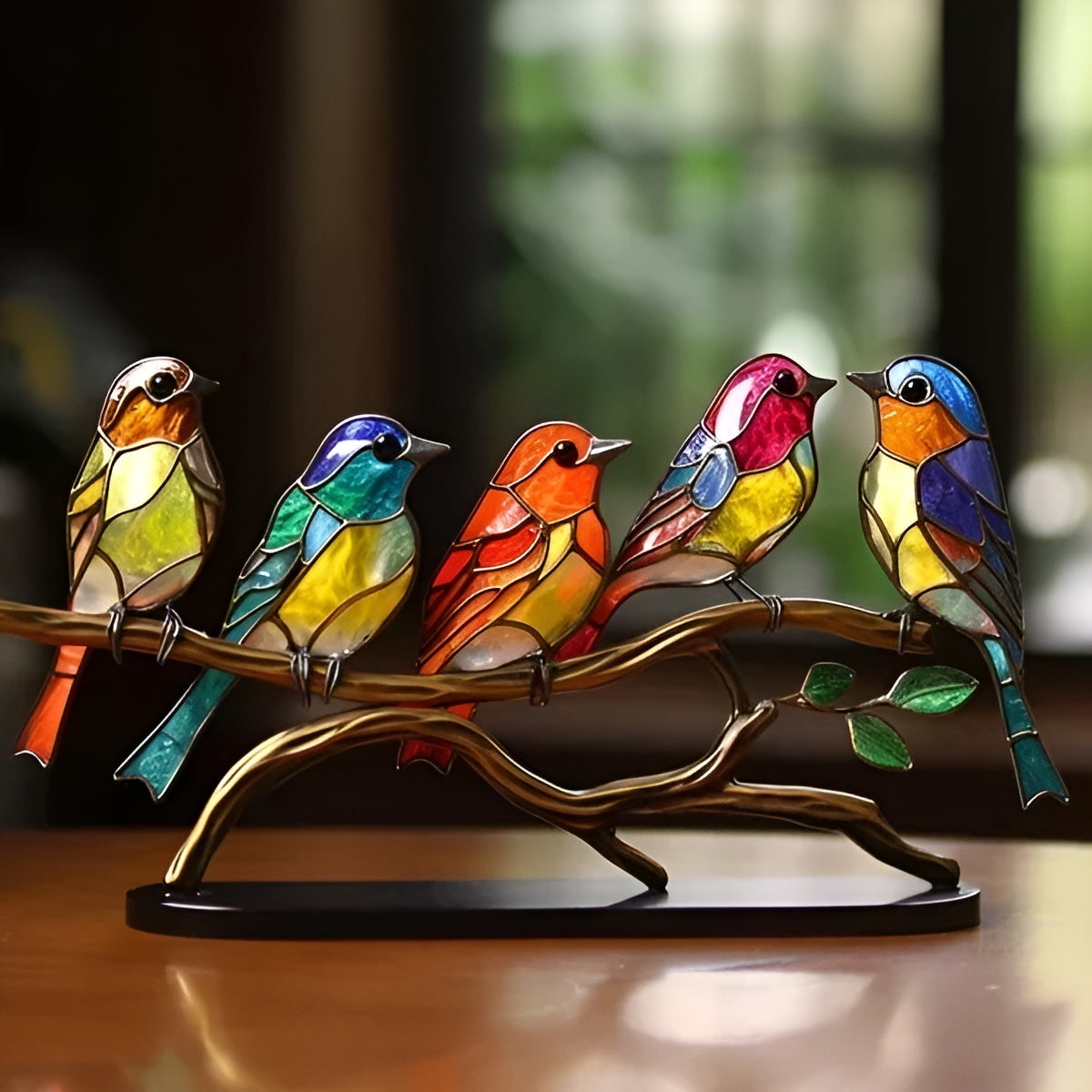 Aviary Stained Glass Bird Ornament - product detail 5