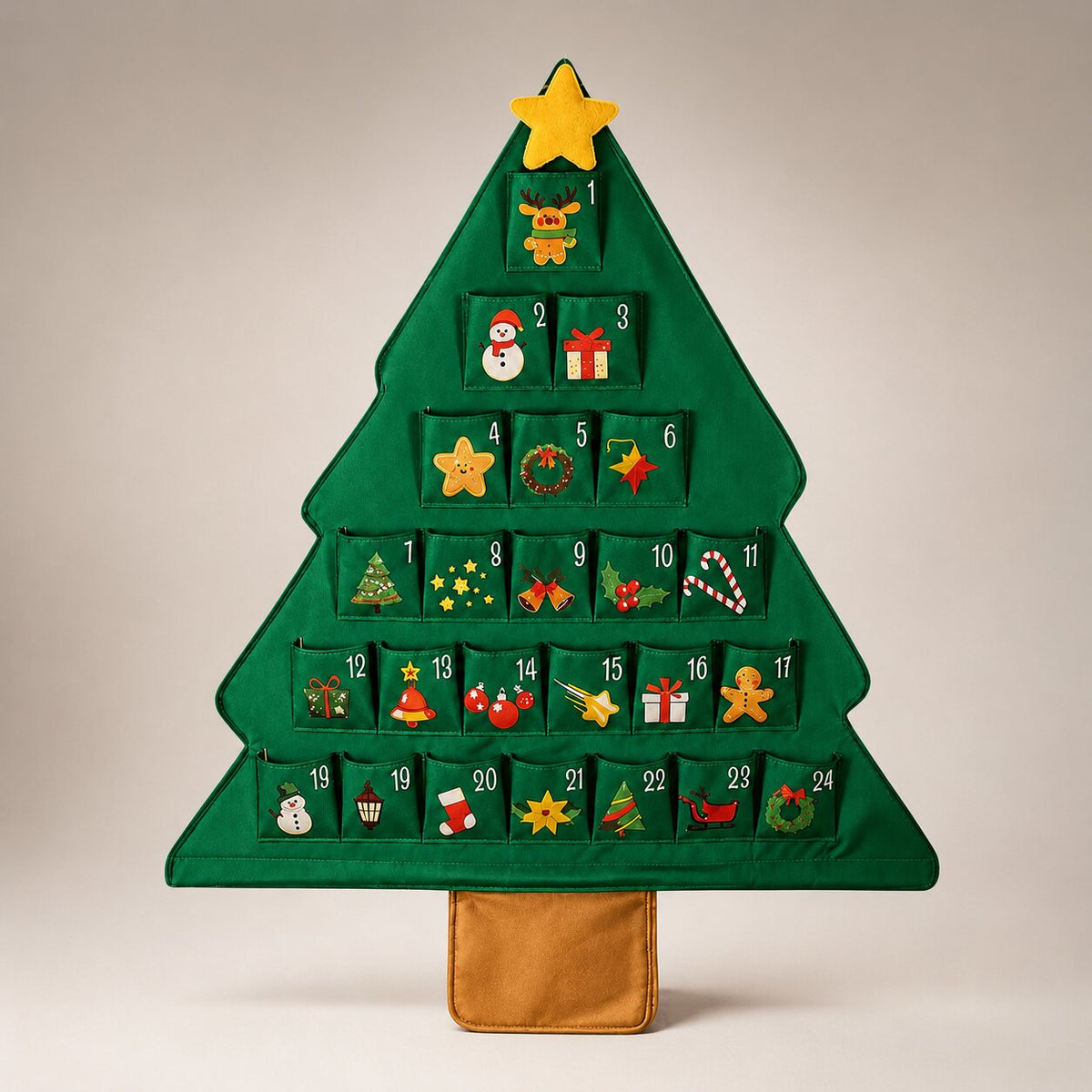 Fill Your Own Christmas Tree Advent Calendar with 24 Pockets – Yellow Star – image 2